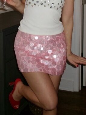 Peppermayo Movie Star Pink Sequin Mini Skirt